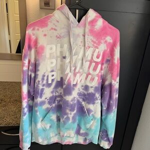Oversized Pink and Purple Tie-Dye Hoodie Sweatshirt